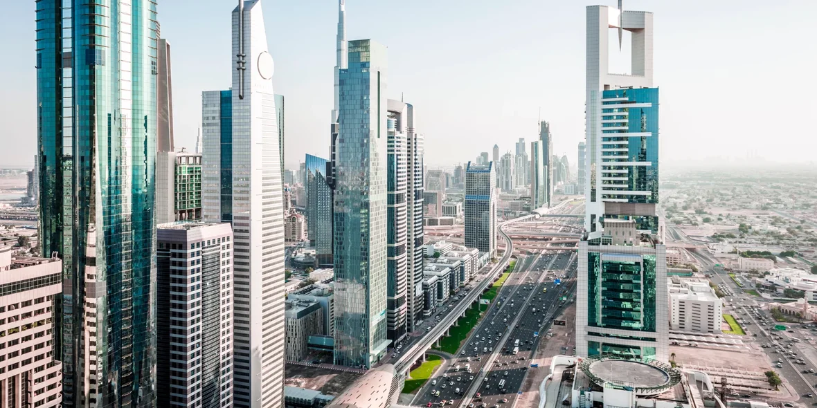 Panorama view of Dubai city in the UAE