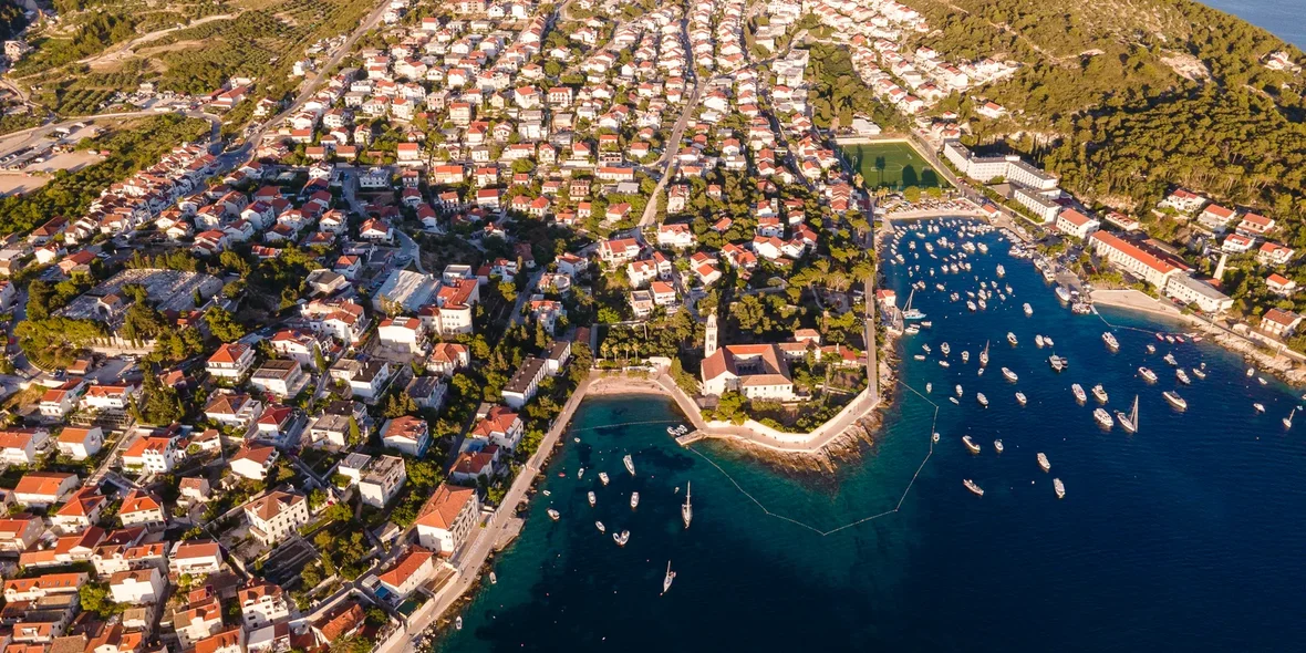 Top view of the summer resort on the island of Hvar, Croatia