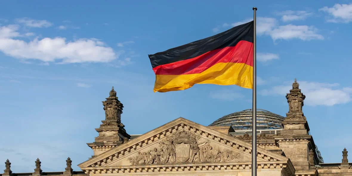 Reichstag with the German flag