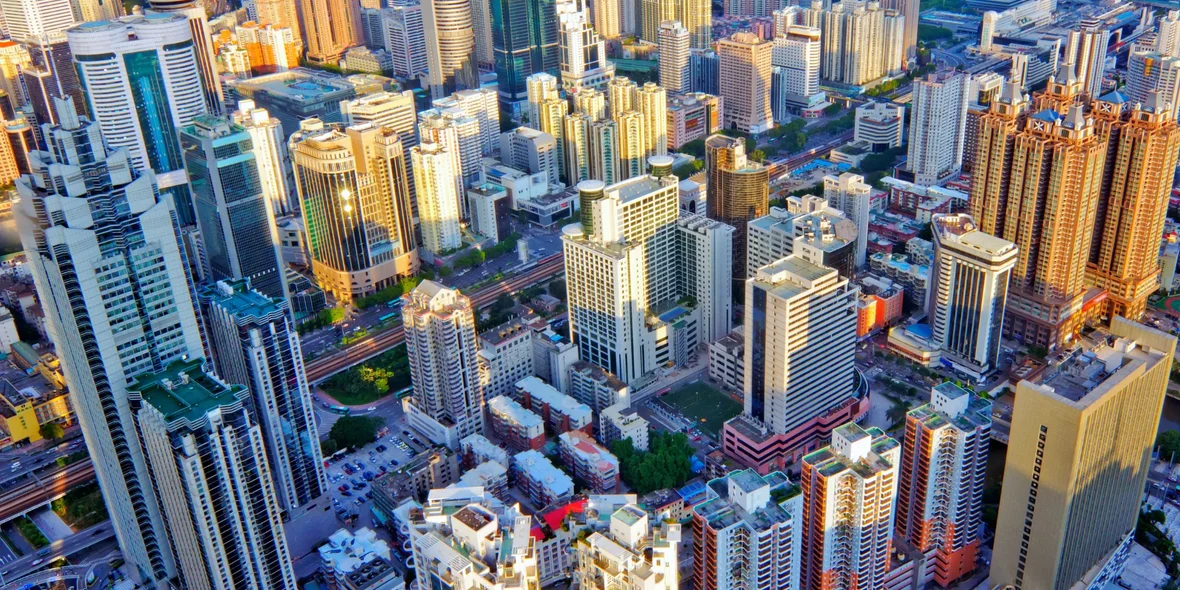 Вид сверху на мегаполис Китая