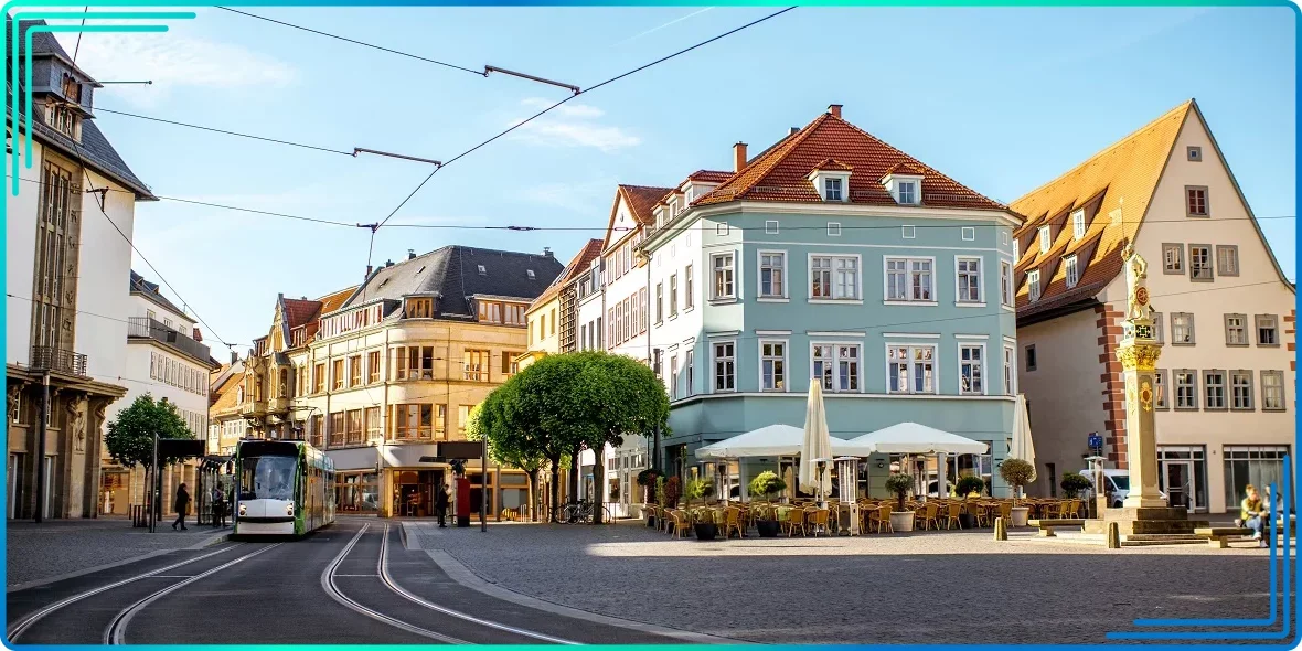 A street with beautiful houses in Germany