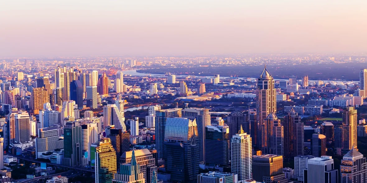 Bangkok city at sunset, Thailand