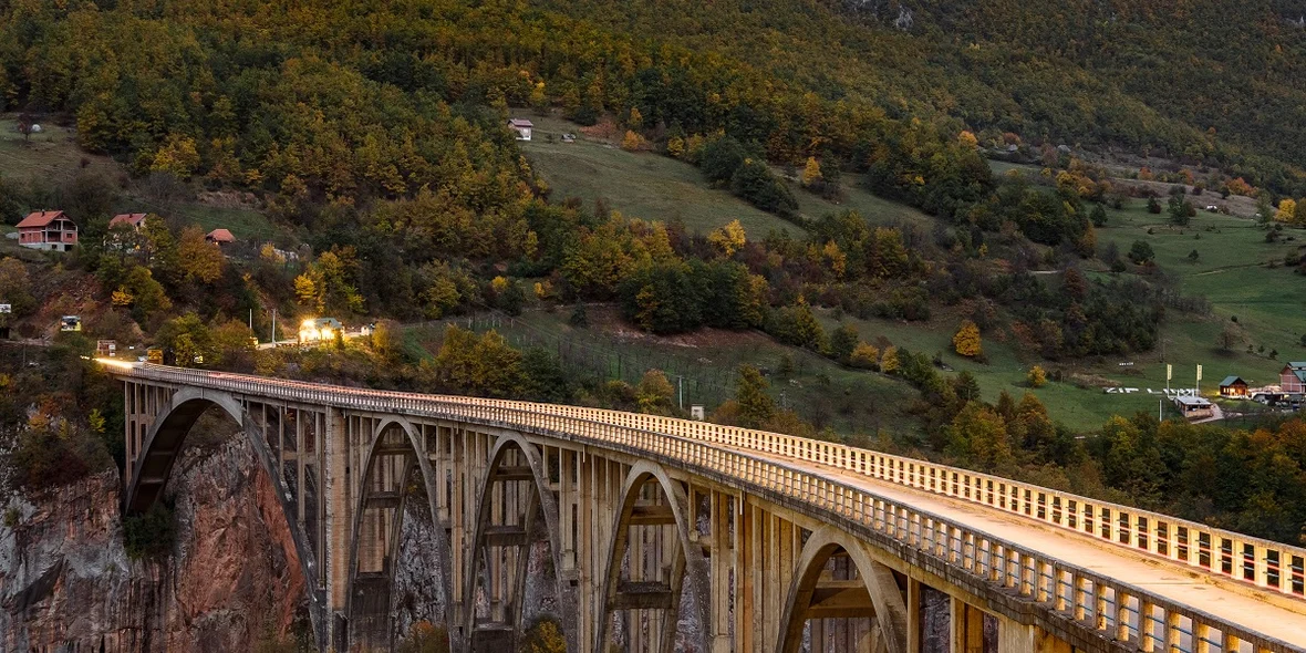 Mountains and a bridge in Montenegro.