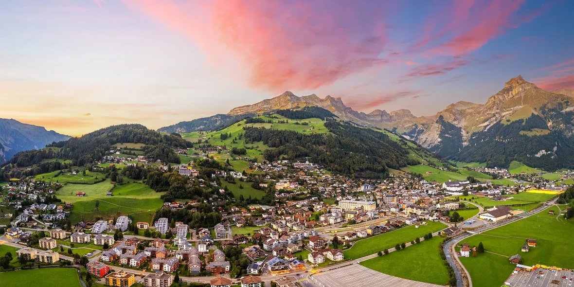 Engelberg, Switzerland at dusk