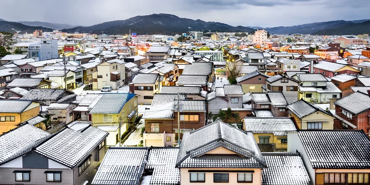 Roofs of houses in Japan