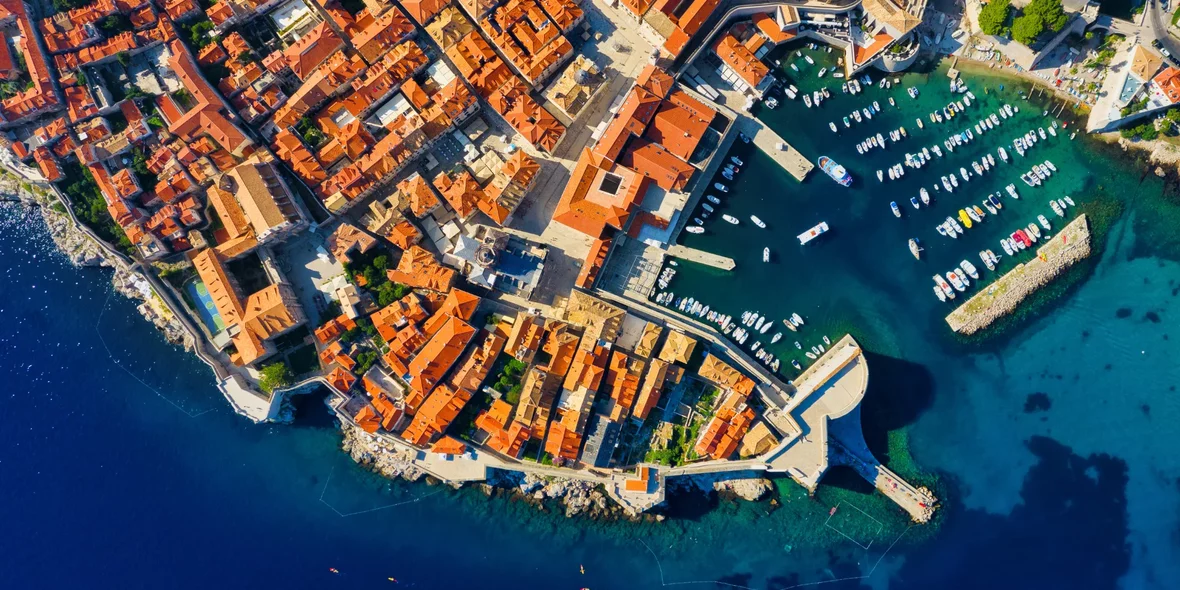 Dubrovnik, Croatia. Aerial view of the old town