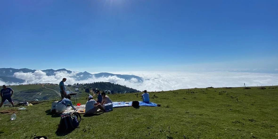 People in the mountains of Georgia are having a picnic.