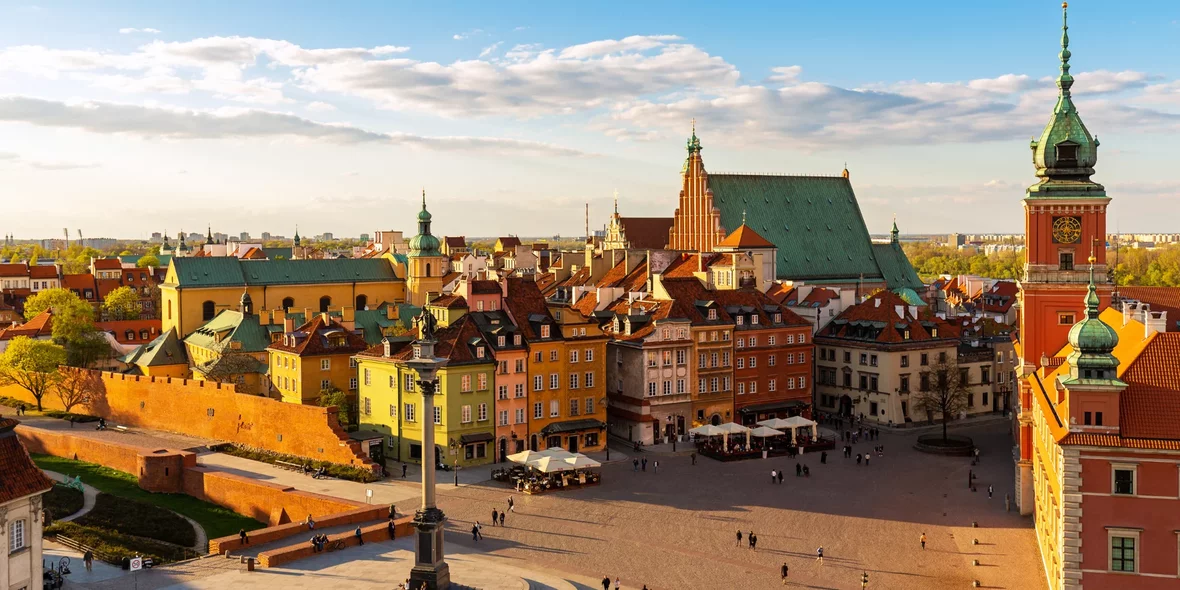 Вид с воздуха на Старый город в Варшаве