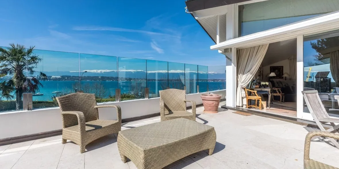 a terrace in a villa in Switzerland