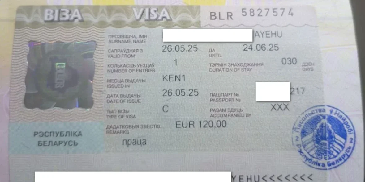 Work visa to Belarus with official employment