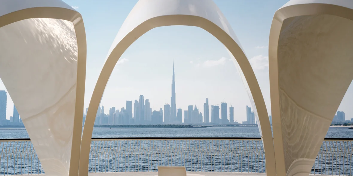 View of Dubai through the archway