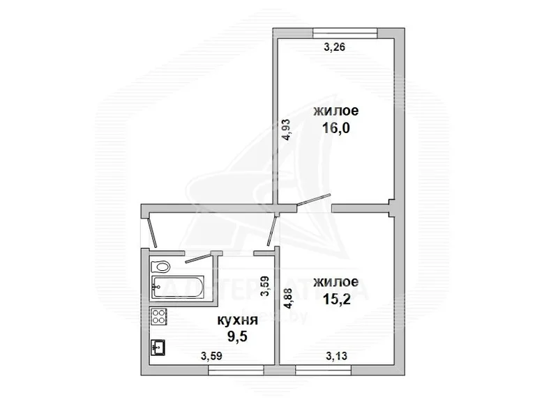 Wohnung 2 zimmer 48 m² Brest, Weißrussland