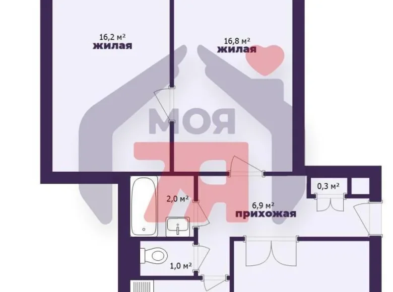 3 room apartment 64 m² Barysaw, Belarus