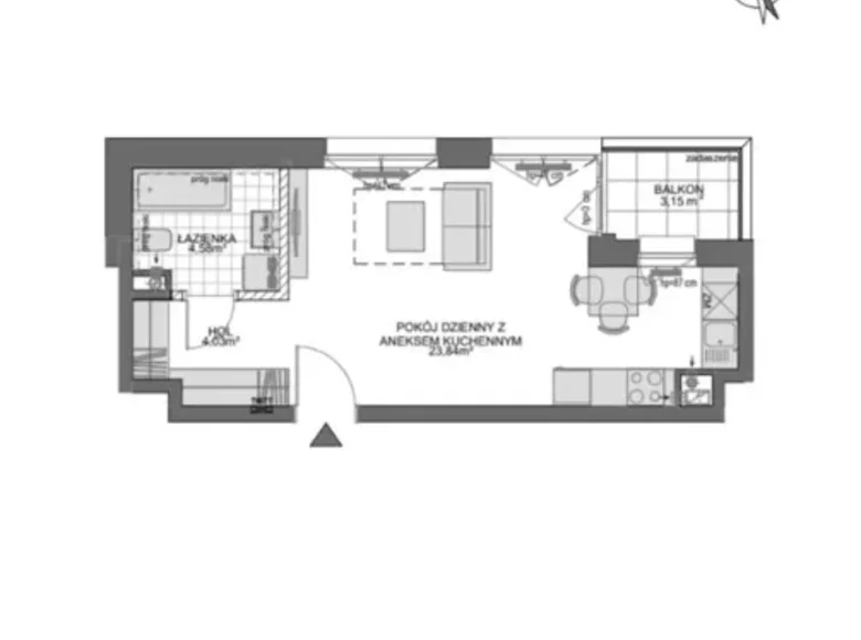 Apartamento 1 habitación 33 m² Danzig, Polonia