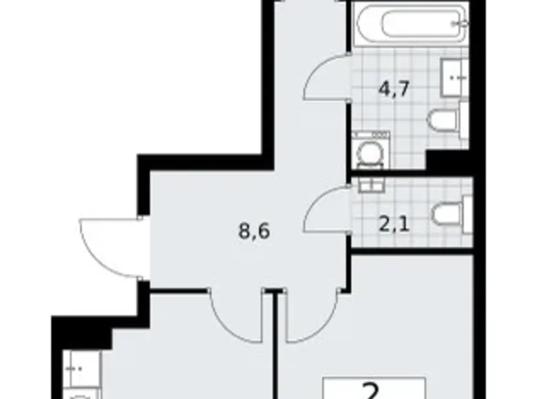 Appartement 2 chambres 55 m² Troïtsk, Russie
