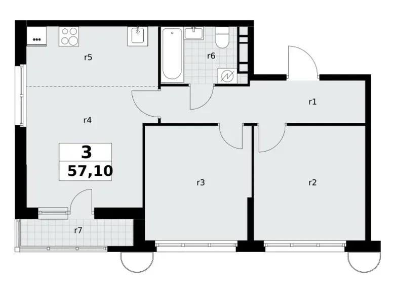 Wohnung 3 zimmer 57 m² Postnikovo, Russland