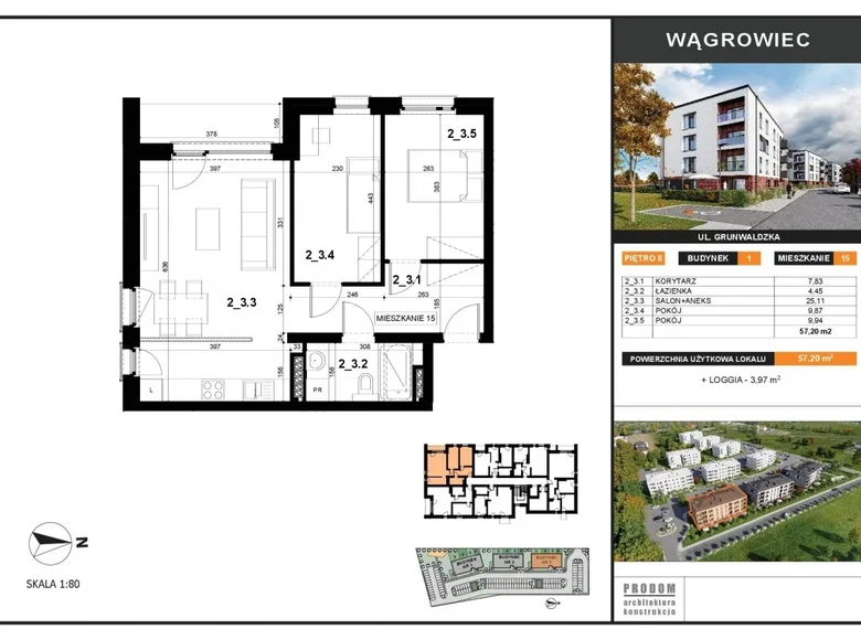 3 room apartment 57 m² Wagrowiec, Poland