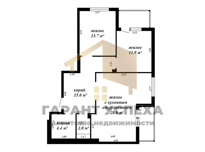 Wohnung 3 zimmer 80 m² Muchaviecki sielski Saviet, Belarus