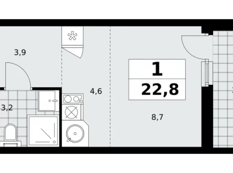 Mieszkanie 1 pokój 23 m² Moskwa, Rosja