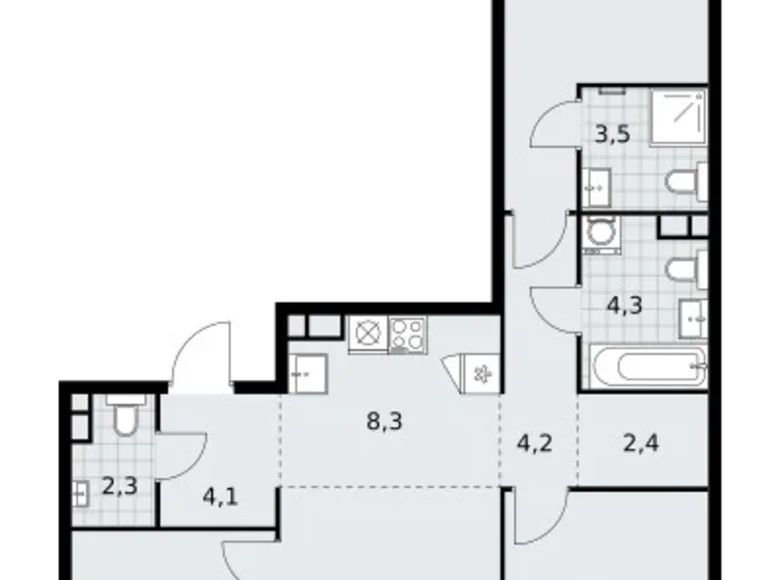 Квартира 4 комнаты 80 м² Юго-Западный административный округ, Россия