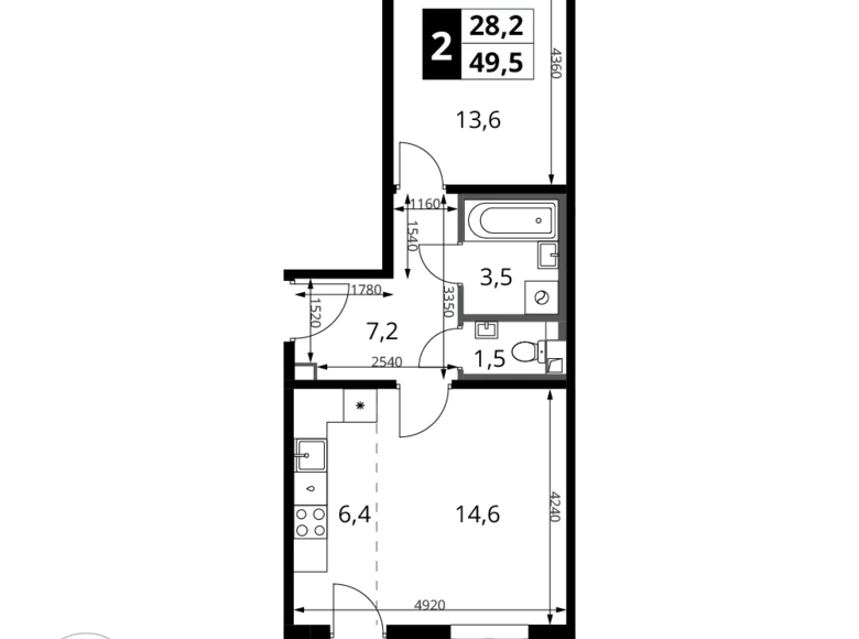 Квартира 2 комнаты 50 м² Химки, Россия