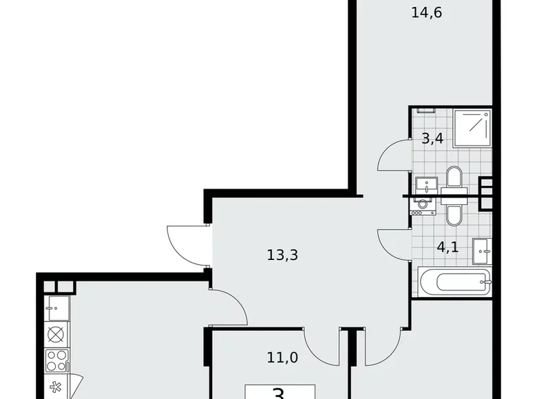 Appartement 3 chambres 78 m² poselenie Desenovskoe, Fédération de Russie