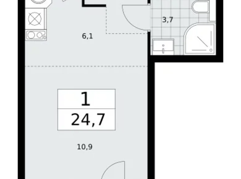 Appartement 1 chambre 25 m² poselenie Sosenskoe, Fédération de Russie