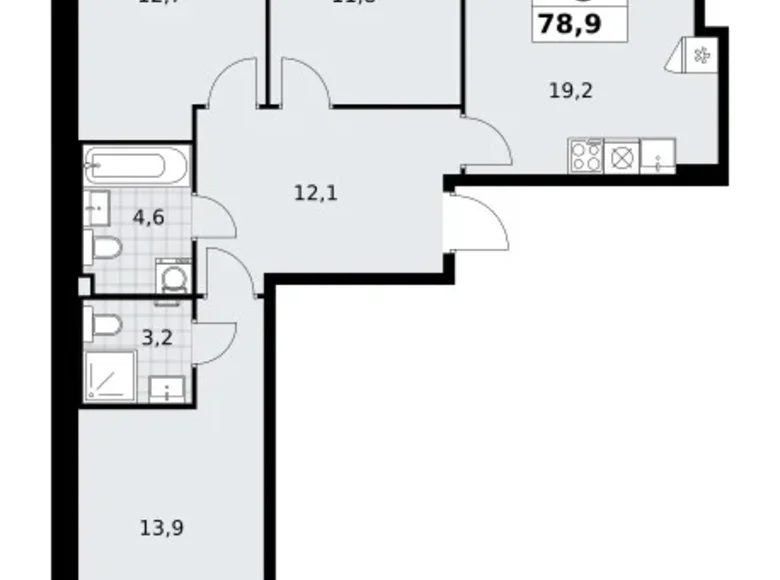 Квартира 3 комнаты 79 м² район Троицк, Россия