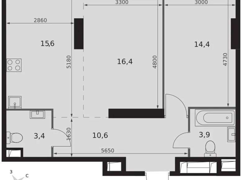 Mieszkanie 2 pokoi 64 m² Konkovo District, Rosja