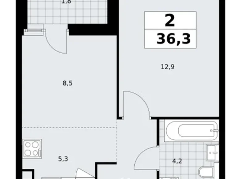 Appartement 2 chambres 36 m² poselenie Sosenskoe, Fédération de Russie