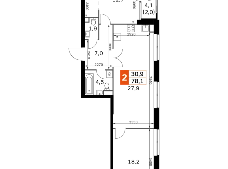 Appartement 3 chambres 78 m² Moscou, Fédération de Russie