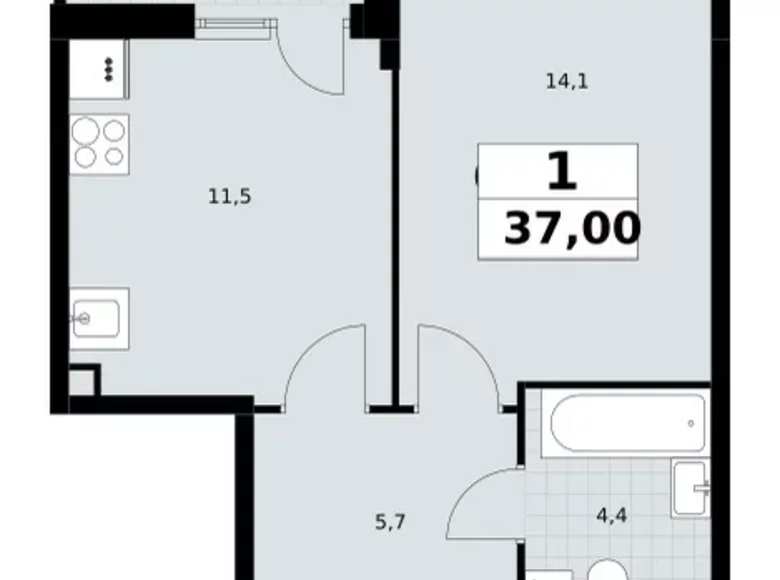 Appartement 1 chambre 37 m² Postnikovo, Fédération de Russie