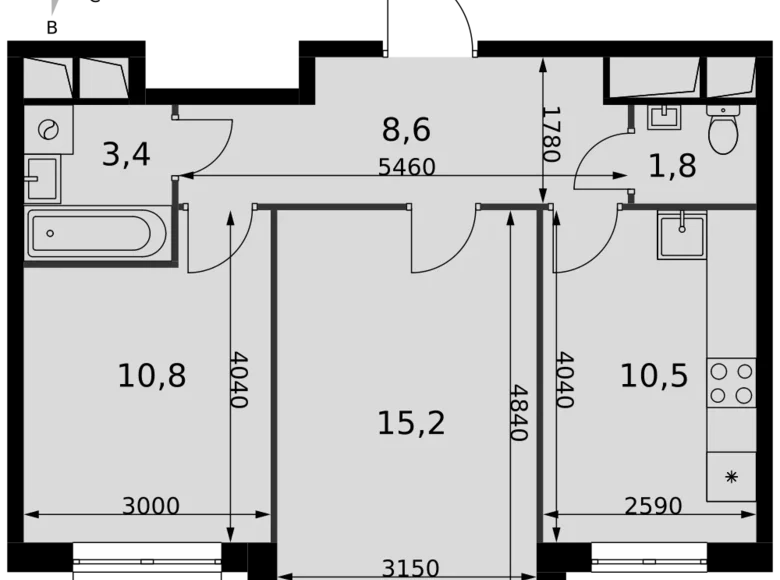 Wohnung 2 zimmer 50 m² Razvilka, Russland