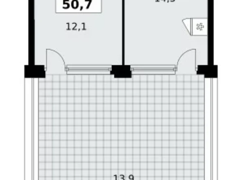 Mieszkanie 1 pokój 51 m² Moskwa, Rosja