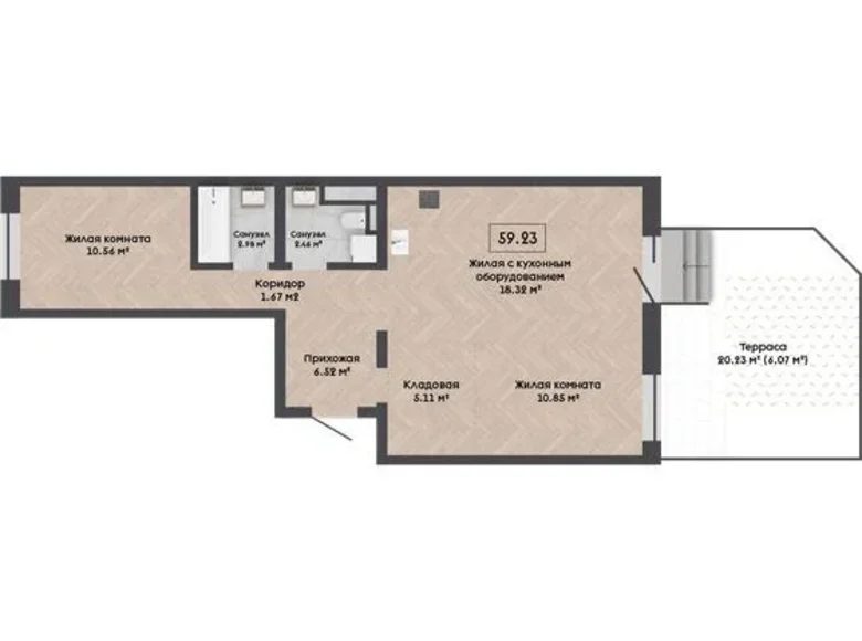Квартира 3 комнаты 65 м² Колодищанский сельский Совет, Беларусь