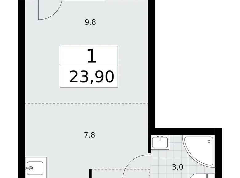 Appartement 1 chambre 24 m² Postnikovo, Fédération de Russie