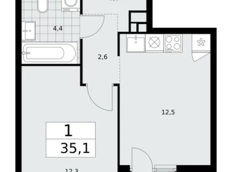 Appartement 1 chambre 35 m² poselenie Sosenskoe, Fédération de Russie