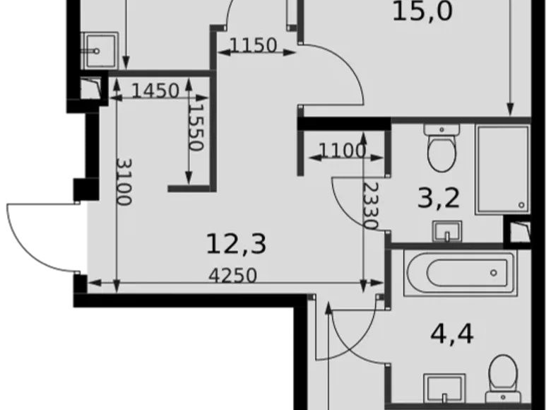 Квартира 2 комнаты 65 м² Северо-Западный административный округ, Россия