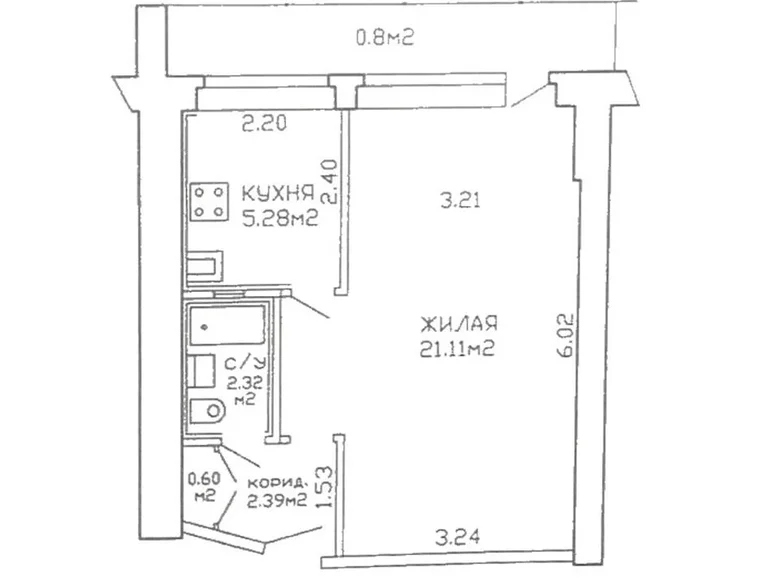 1 room apartment 35 m² Minsk, Belarus