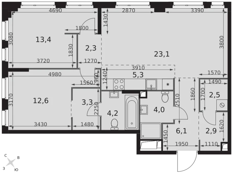 Appartement 3 chambres 80 m² North-Western Administrative Okrug, Fédération de Russie