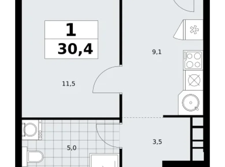 Apartamento 1 habitación 30 m² South-Western Administrative Okrug, Rusia