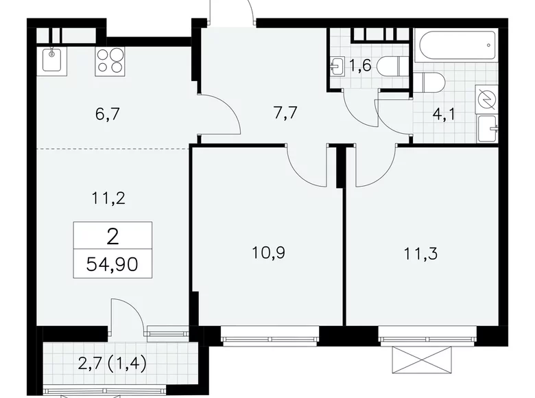 Apartamento 3 habitaciones 55 m² poselenie Sosenskoe, Rusia