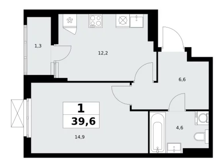 Mieszkanie 1 pokój 40 m² poselenie Sosenskoe, Rosja