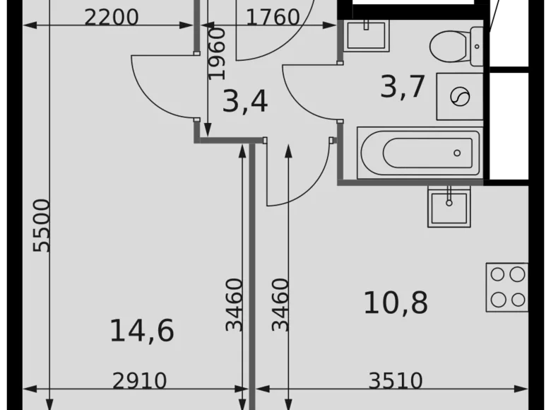 Mieszkanie 1 pokój 33 m² Razvilka, Rosja