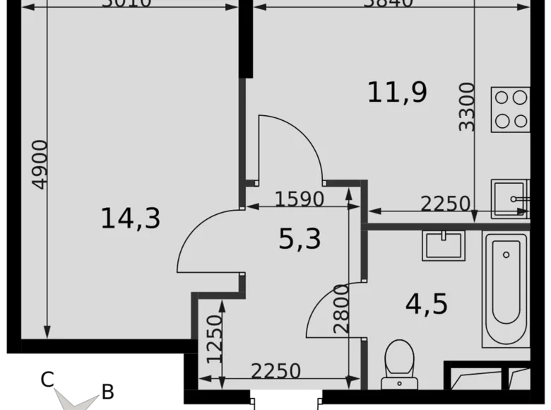 Wohnung 1 zimmer 36 m² Nordwestlicher Verwaltungsbezirk, Russland