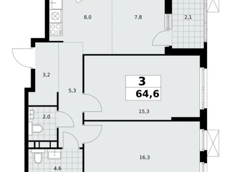 Apartamento 3 habitaciones 65 m² Moscú, Rusia