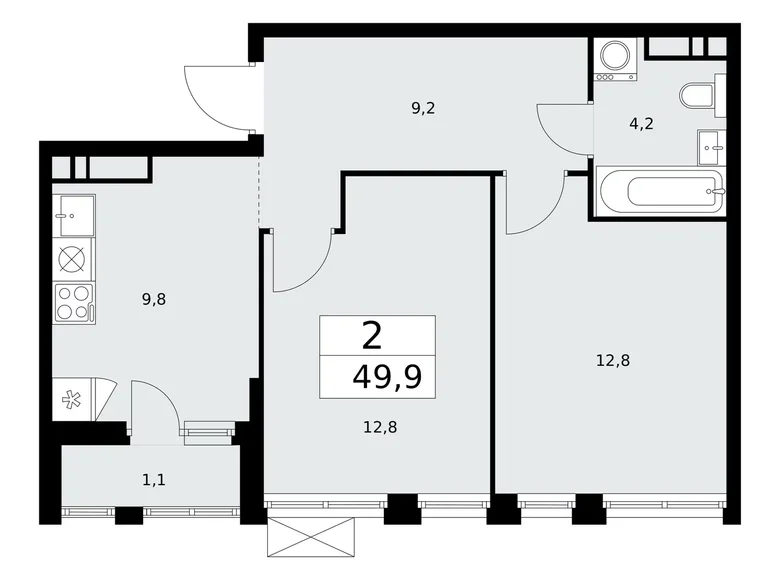 Квартира 2 комнаты 50 м² поселение Сосенское, Россия