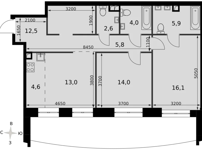 Wohnung 2 zimmer 78 m² Nordwestlicher Verwaltungsbezirk, Russland