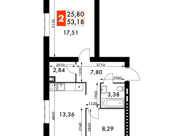 Квартира 2 комнаты 53 м² Одинцовский городской округ, Россия