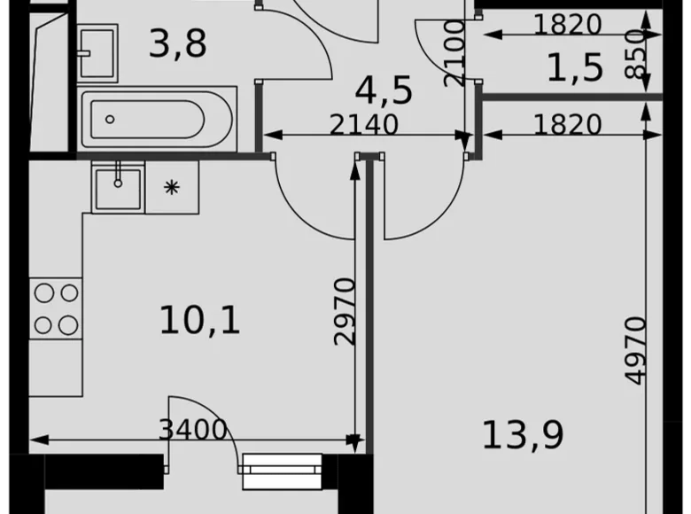 Appartement 1 chambre 36 m² Razvilka, Fédération de Russie